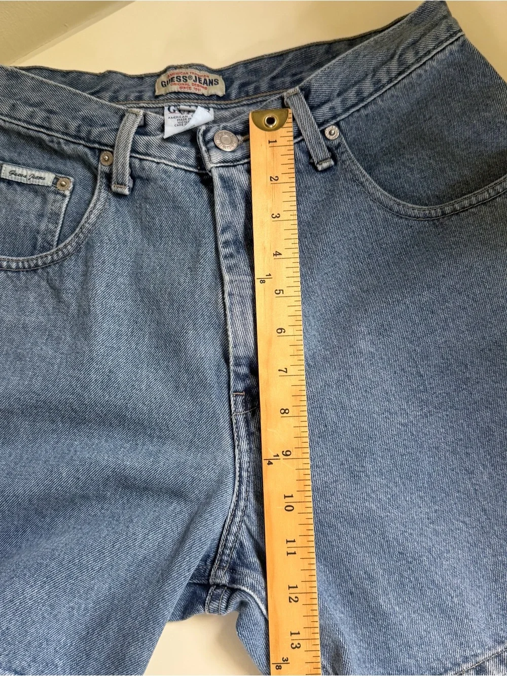 Guess Vintage Denim Jean Shorts 90s High Waist Baggy Mom Blue Size 28